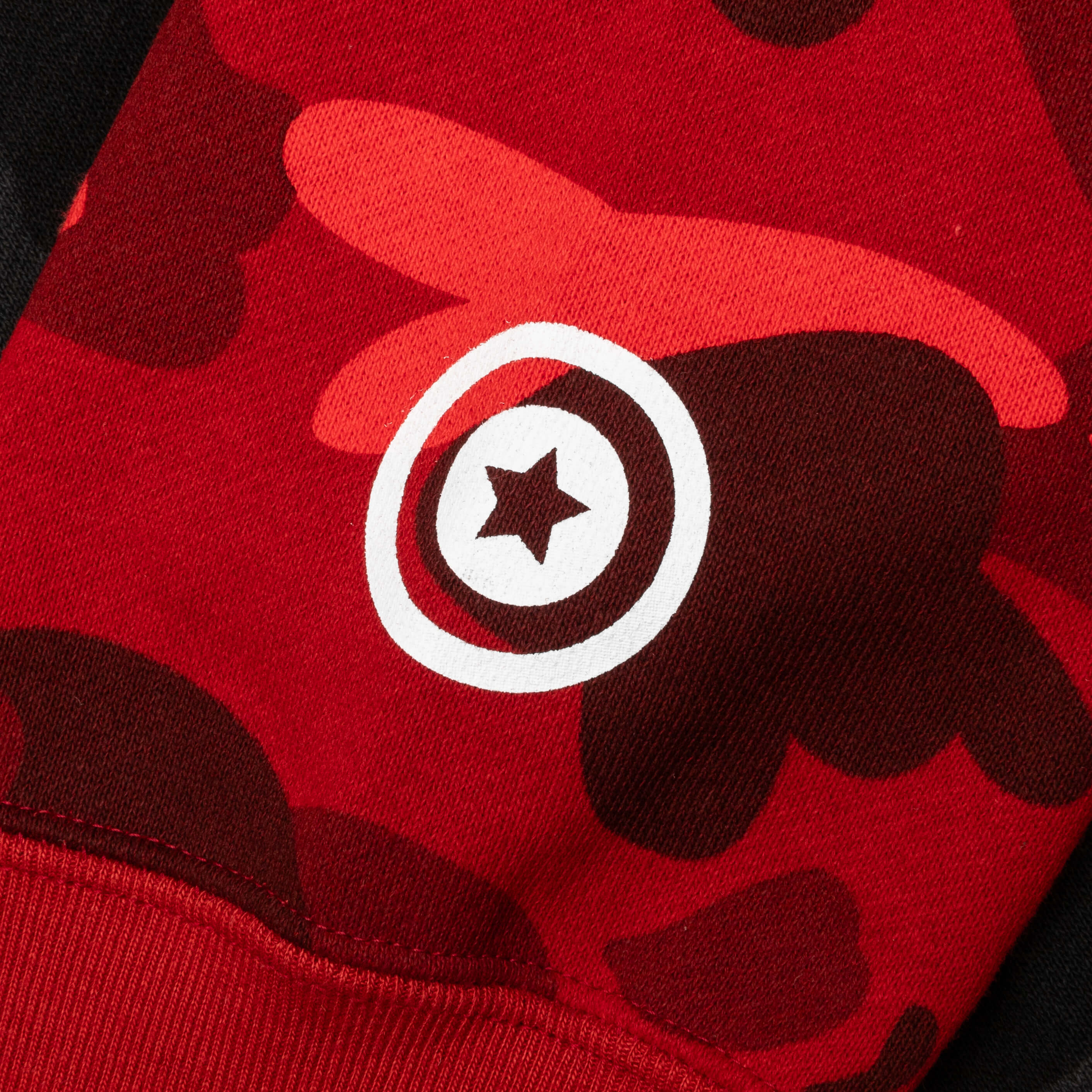Color Camo Separate Shark Full Zip Hoodie - Red/Black - Image 5