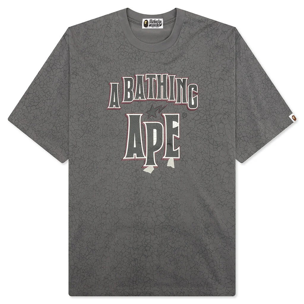 Crack Print Pattern Logo Relaxed Fit Tee - Black