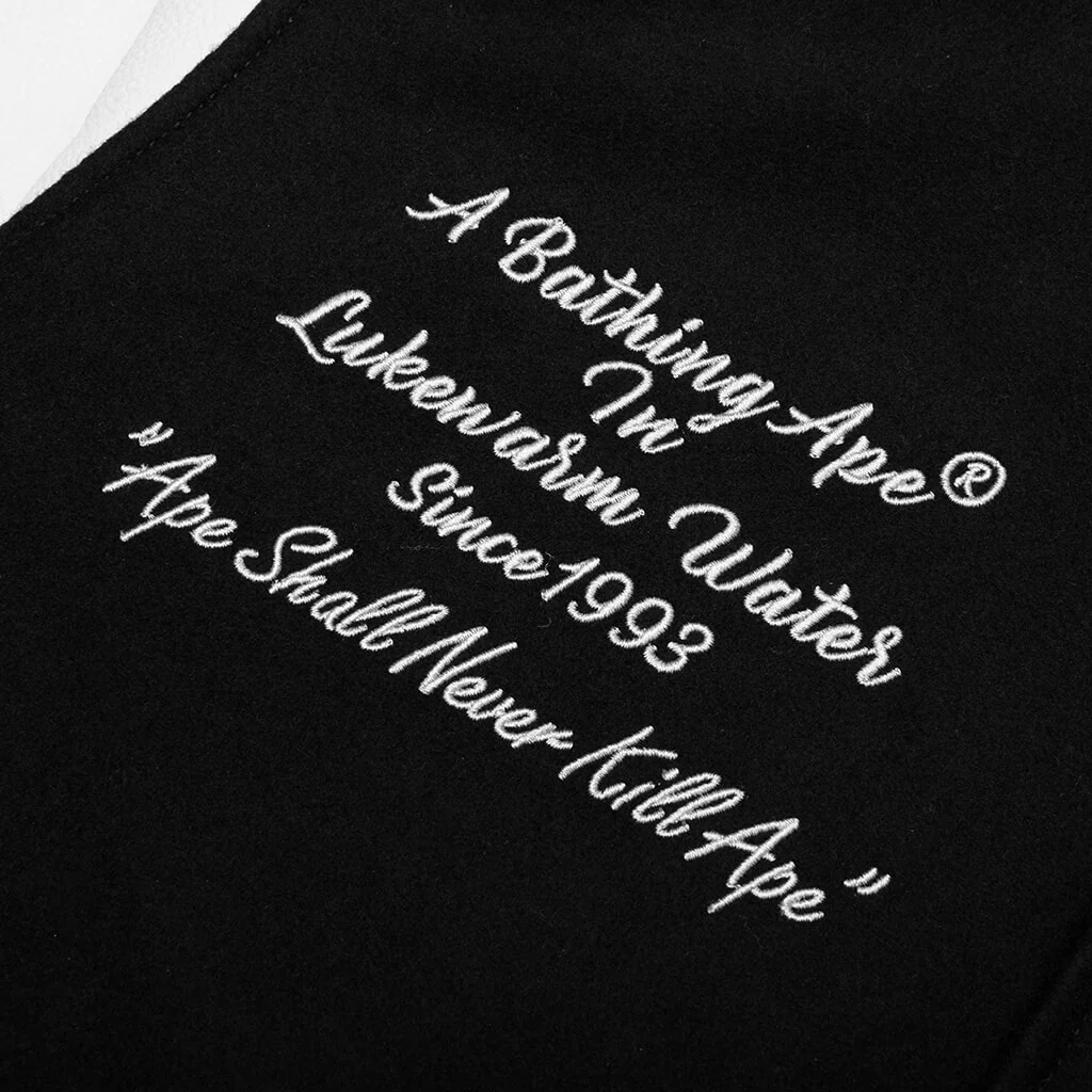 Embroidery Varsity Jacket - Black - Image 4