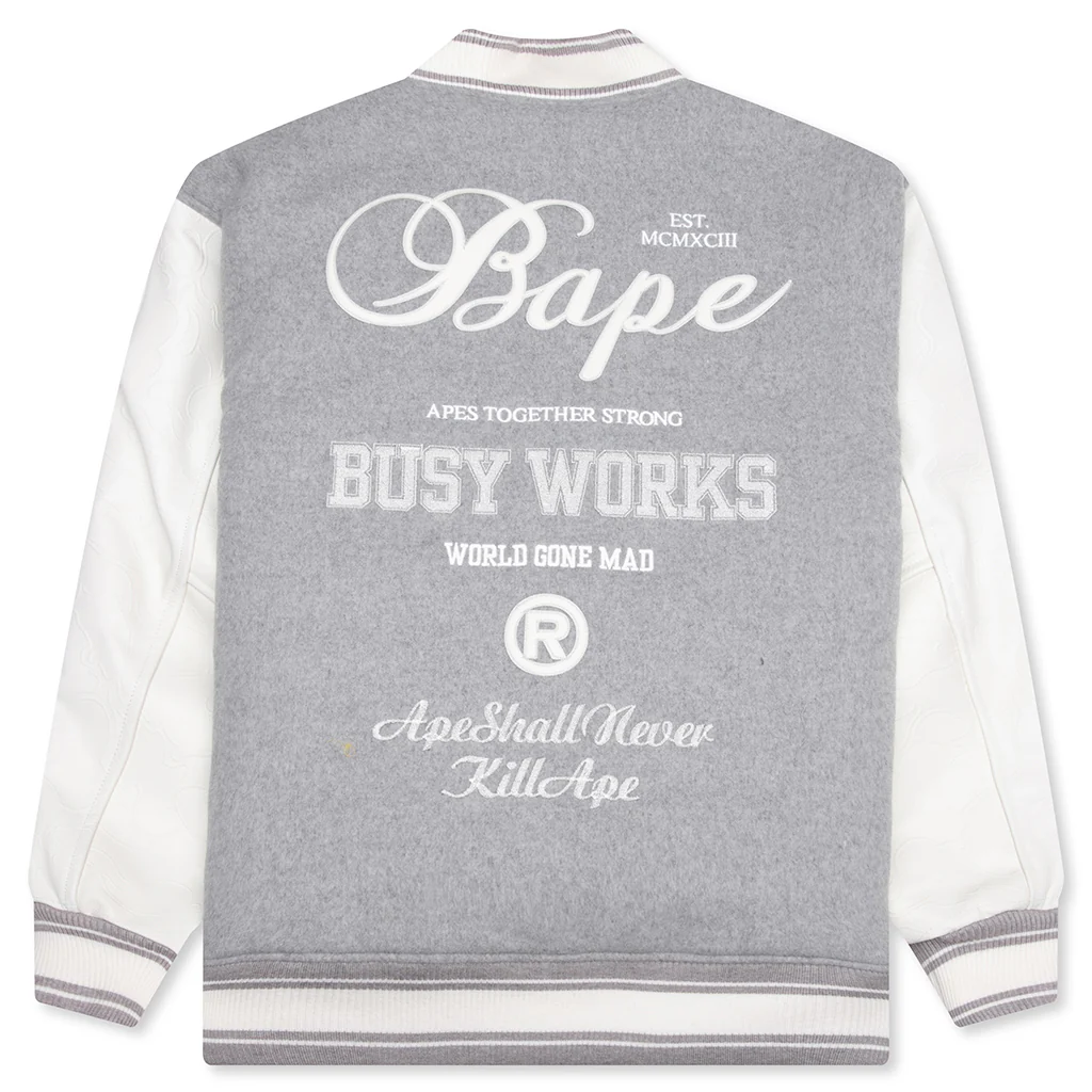 Bape Varsity Jacket - Grey - Image 2