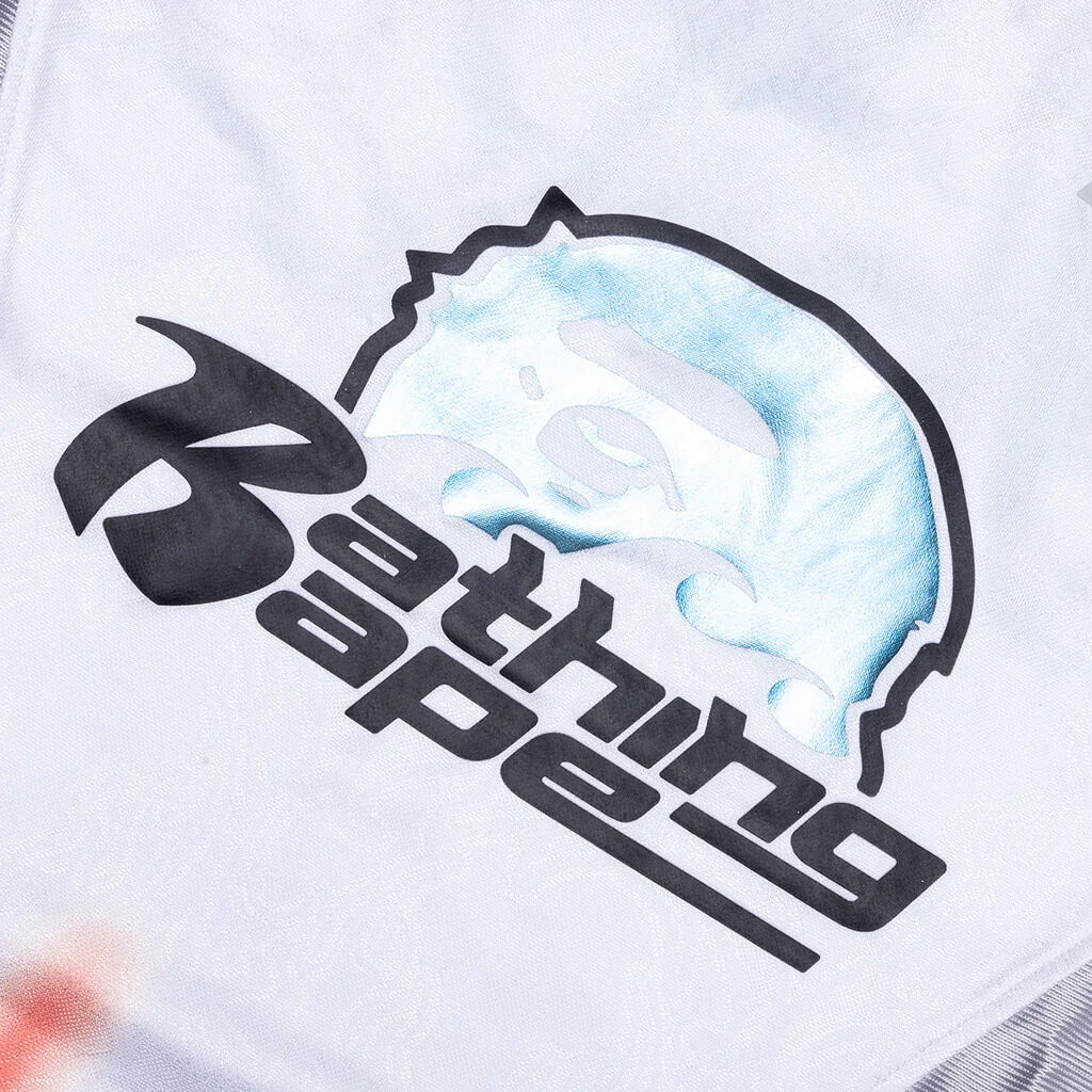 Flame Pattern Multilogo Relaxed Fit Football Jersey - White - Image 5