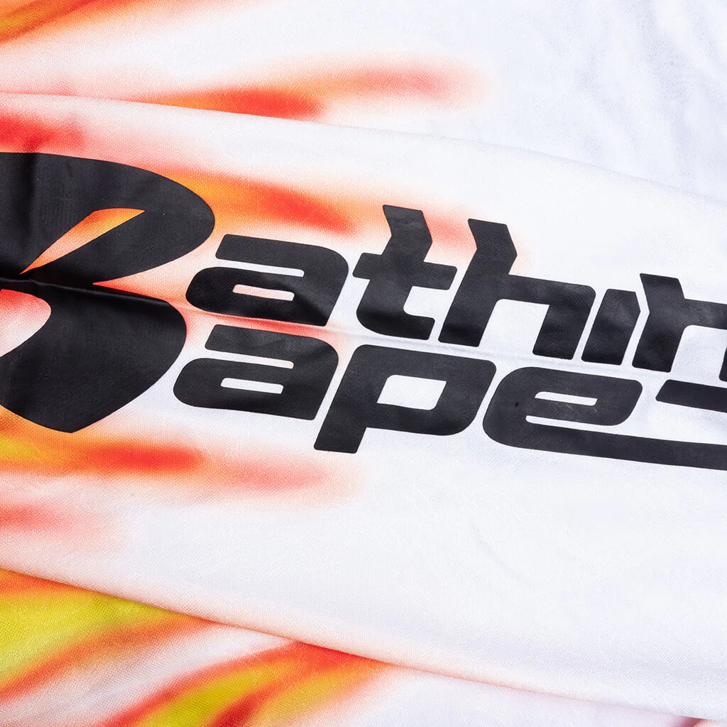 Flame Pattern Multilogo Relaxed Fit Football Jersey - White - Image 7