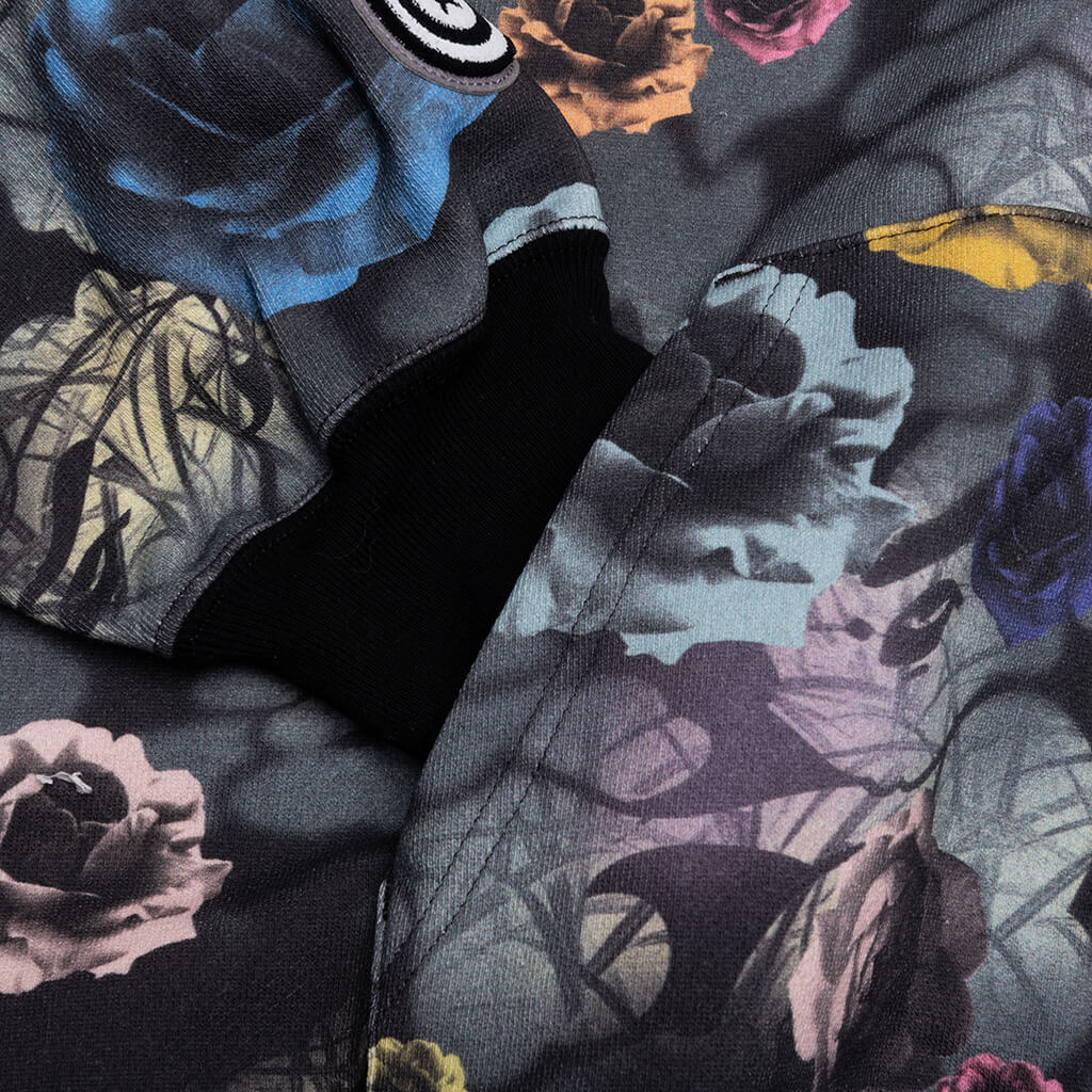 Floral Camo Shark Relaxed Fit Full Zip Hoodie - Black - Image 6
