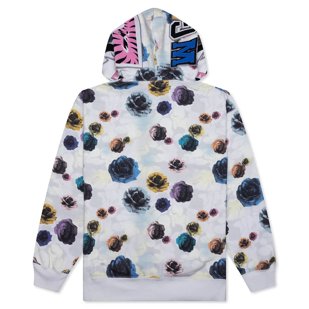 Floral Camo Shark Relaxed Fit Full Zip Hoodie - Ivory - Image 2