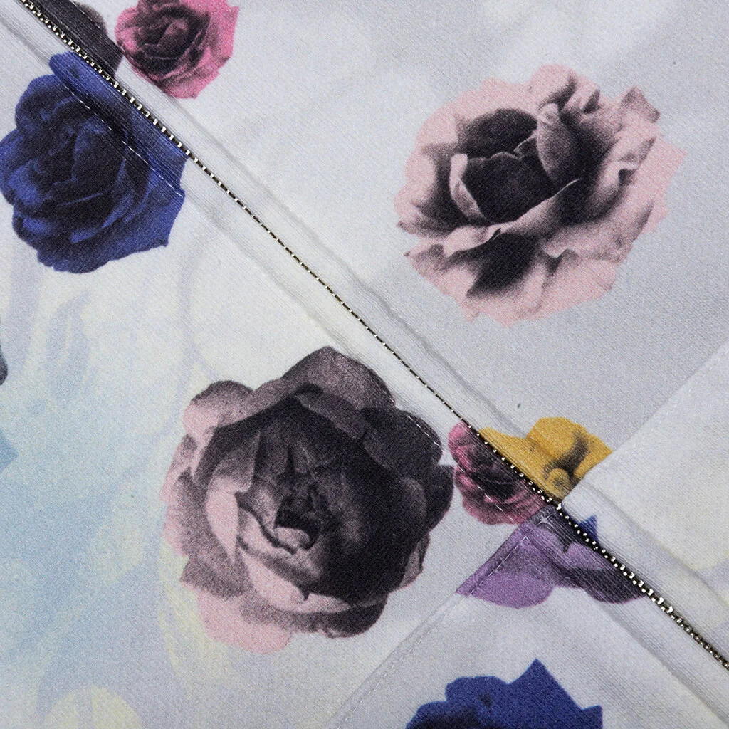Floral Camo Shark Relaxed Fit Full Zip Hoodie - Ivory - Image 3