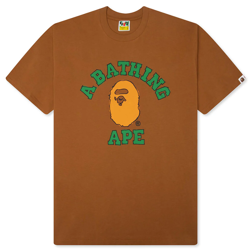 Hand Drawn College Relaxed Fit Tee - Beige