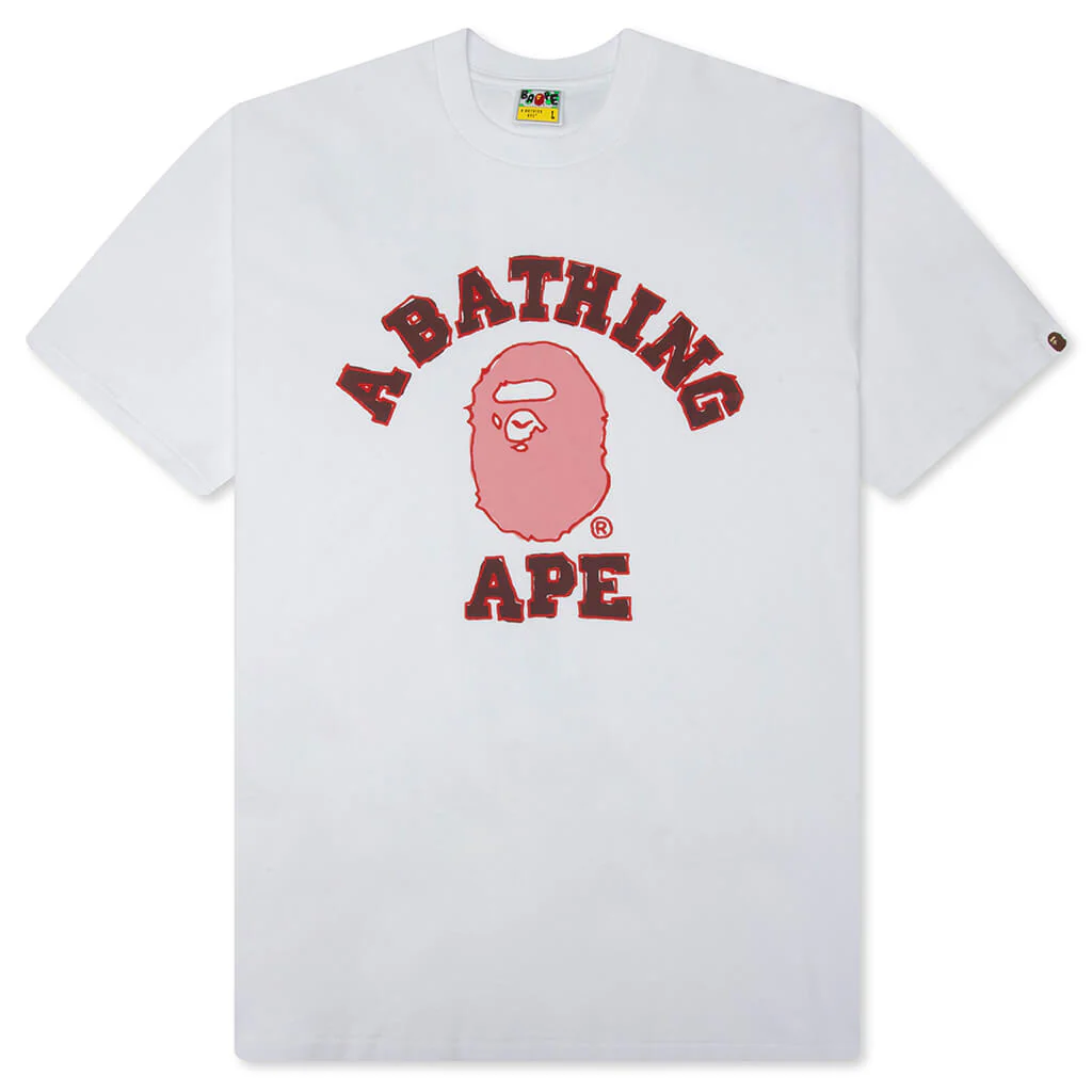 Hand Drawn College Relaxed Fit Tee - White