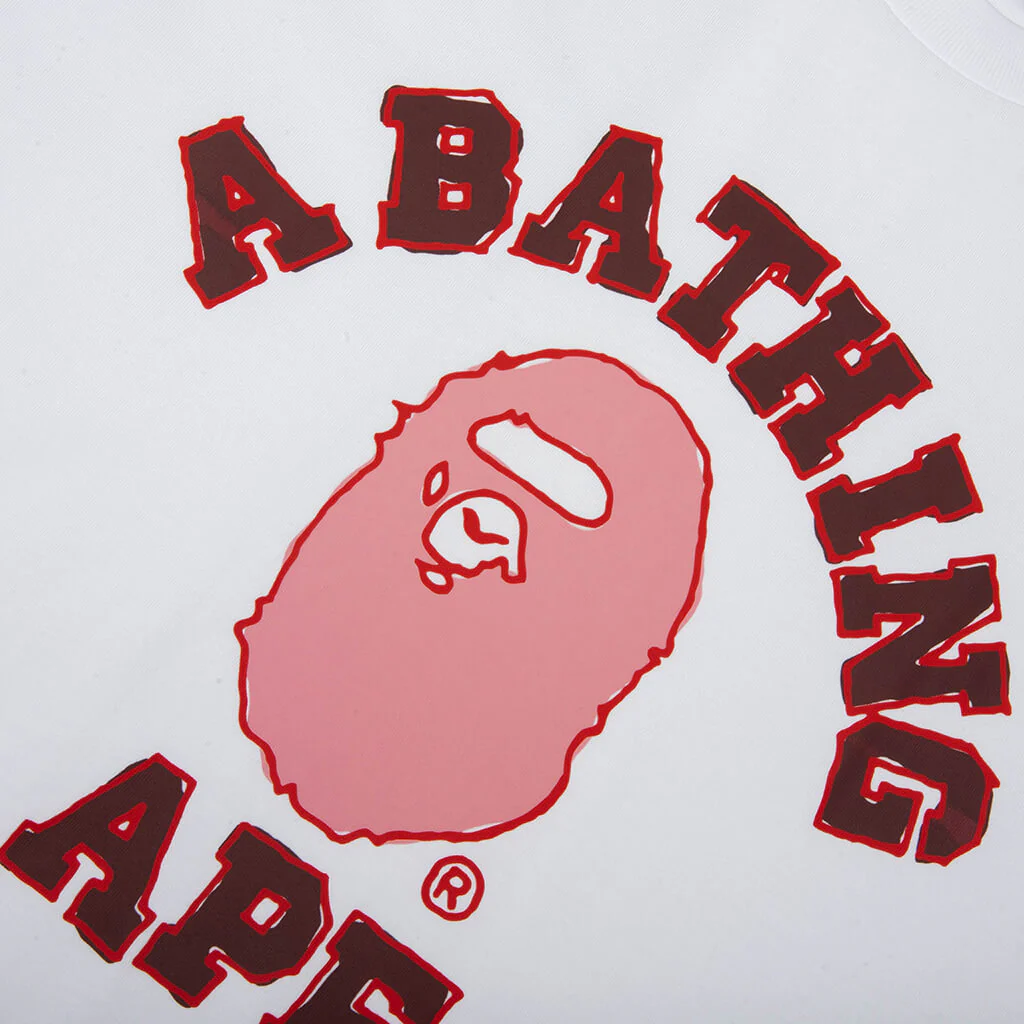 Hand Drawn College Relaxed Fit Tee - White - Image 3