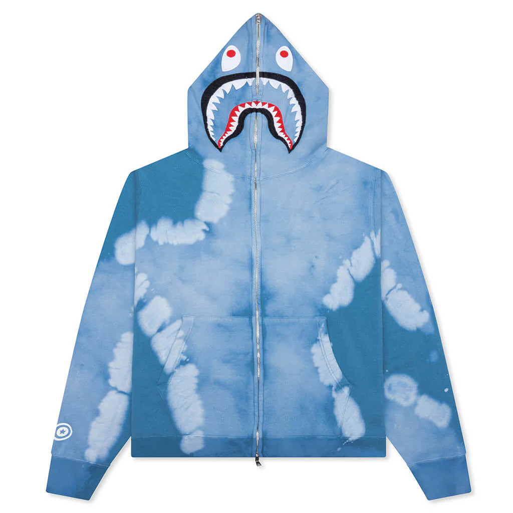 Hand Dye Shark Full Zip Hoodie - Blue