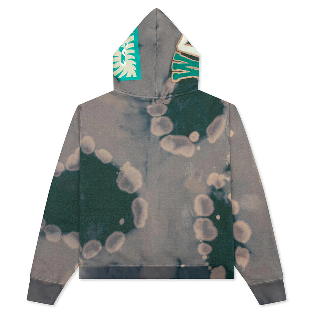 Hand Dye Shark Full Zip Hoodie - Green - Image 2