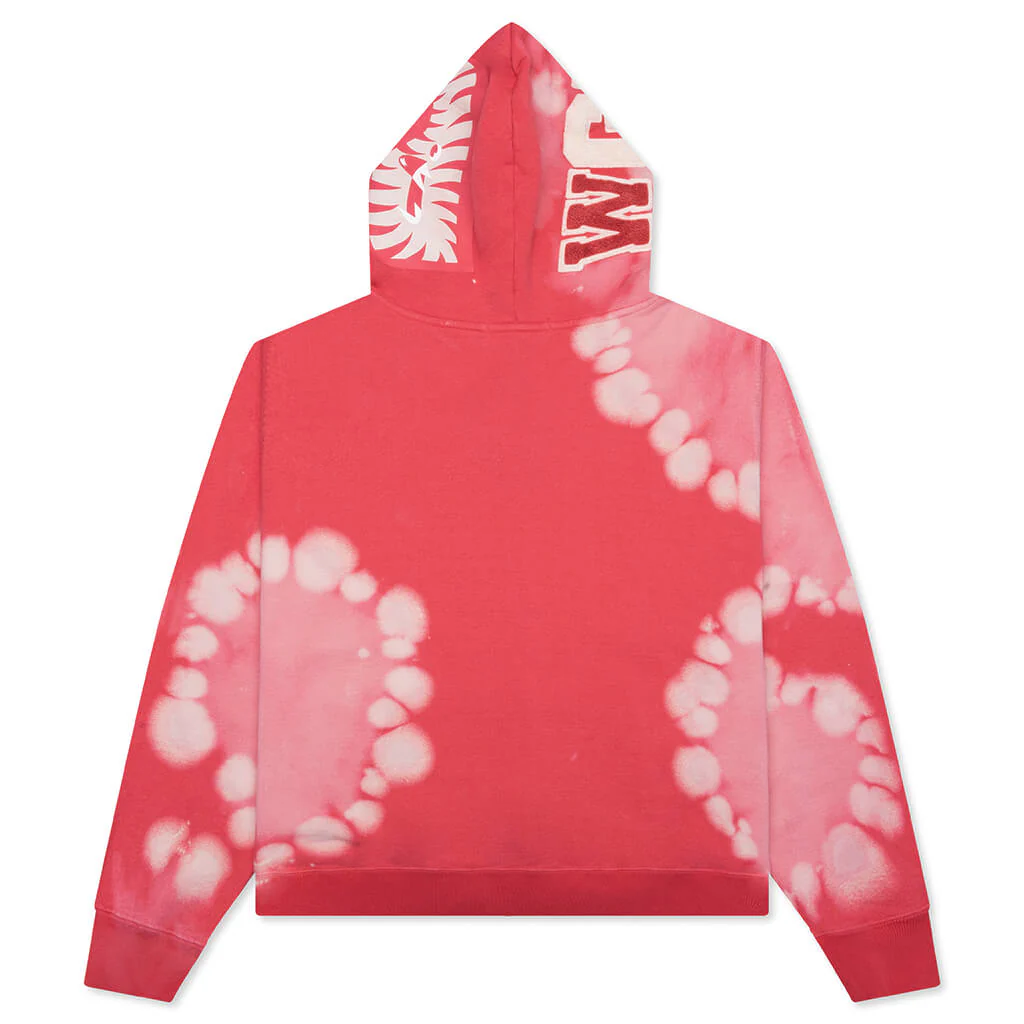 Hand Dye Shark Full Zip Hoodie - Red - Image 2