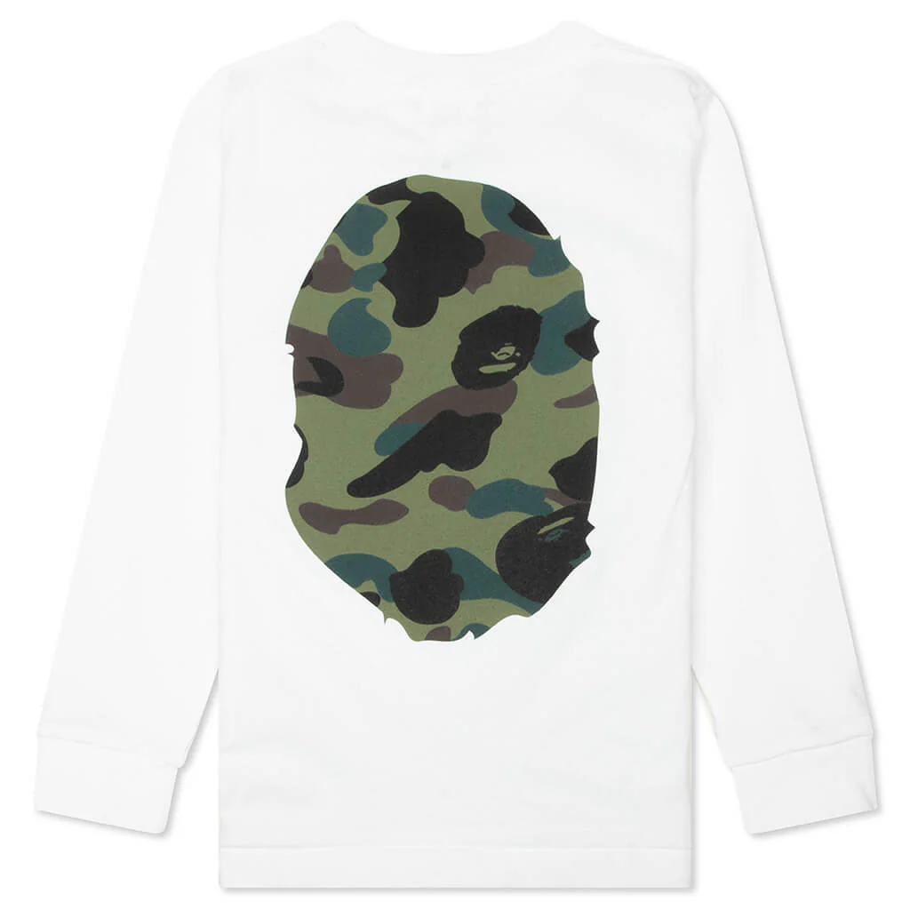 Kids 1st Camo Big Ape Head L/S Tee - White/Green - Image 2