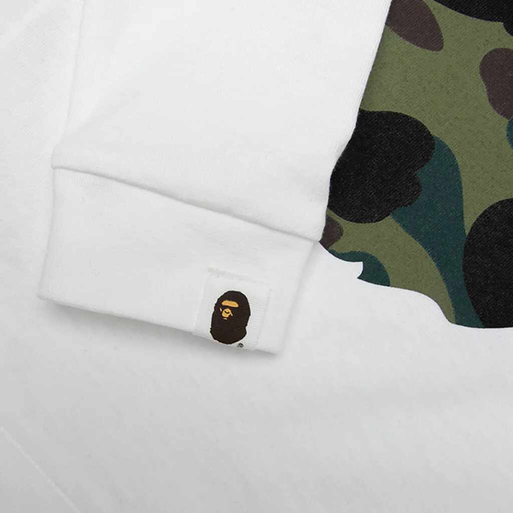 Kids 1st Camo Big Ape Head L/S Tee - White/Green - Image 4