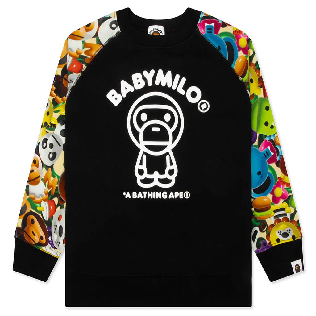Kids 3D Milo All Friends Crewneck Sweatshirt - Black