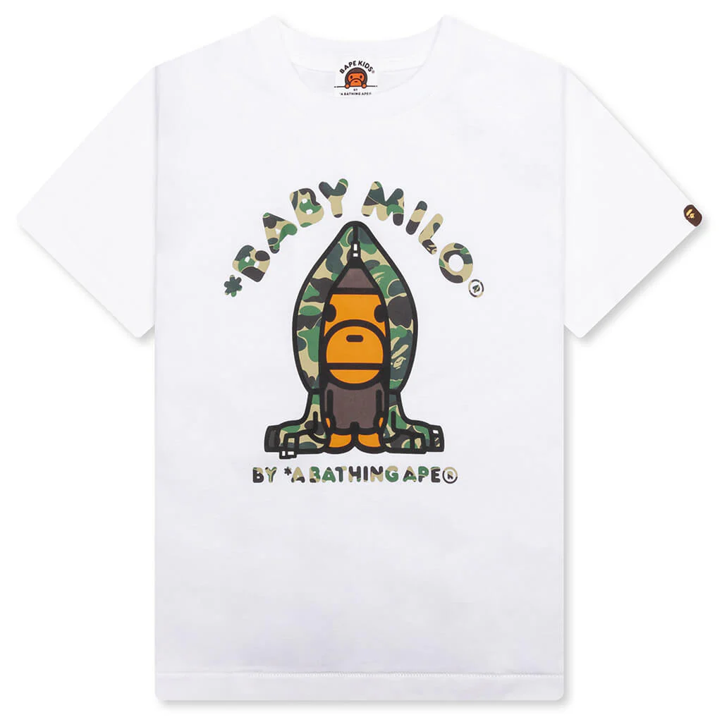 Kid's ABC Camo Milo Hoodie Tee - White/Green