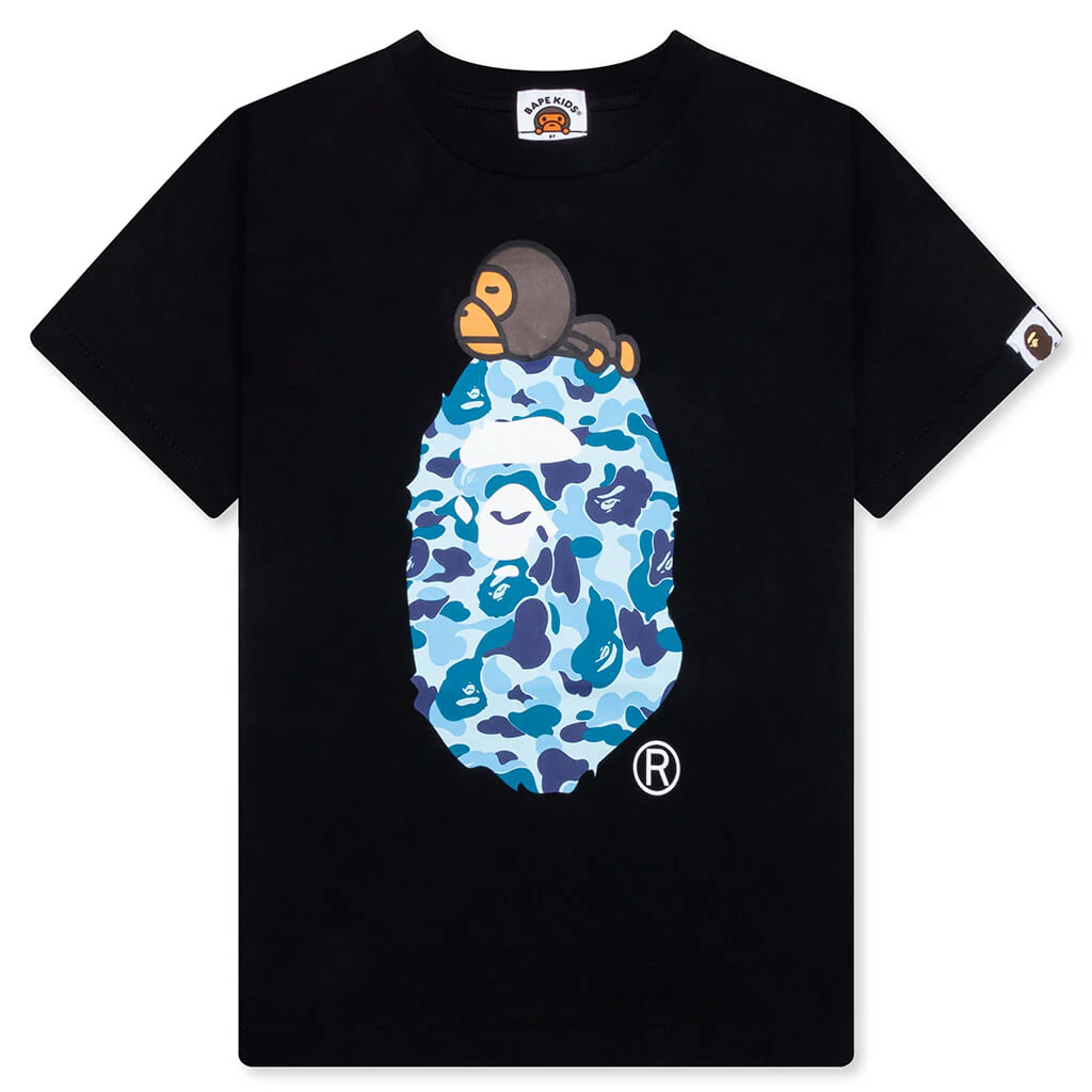 Kid's ABC Camo Milo on Big Ape Tee - Black/Blue
