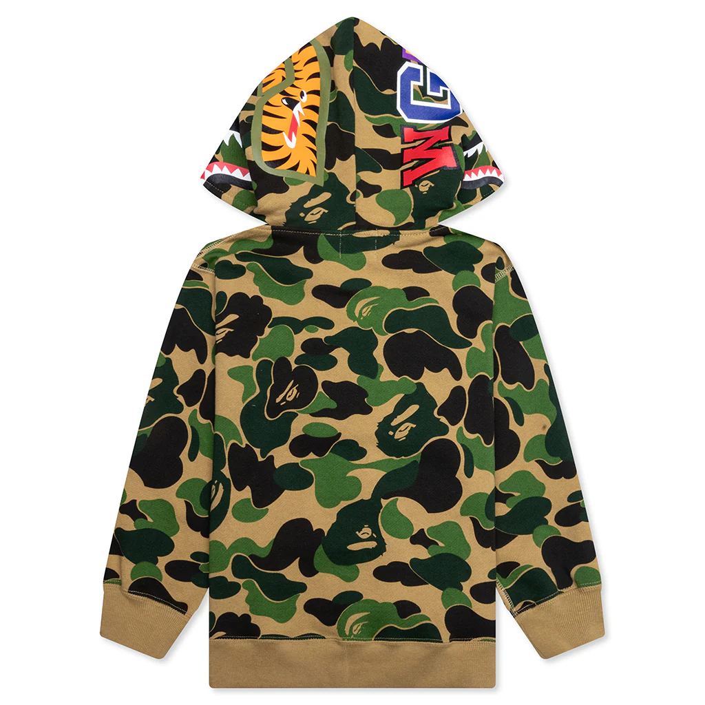 Kid's Abc Camo Shark Zip Hoodie - Green - Image 2
