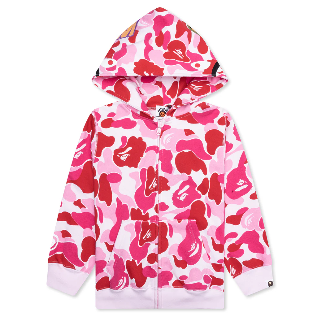 Kid's Abc Camo Shark Zip Hoodie - Pink