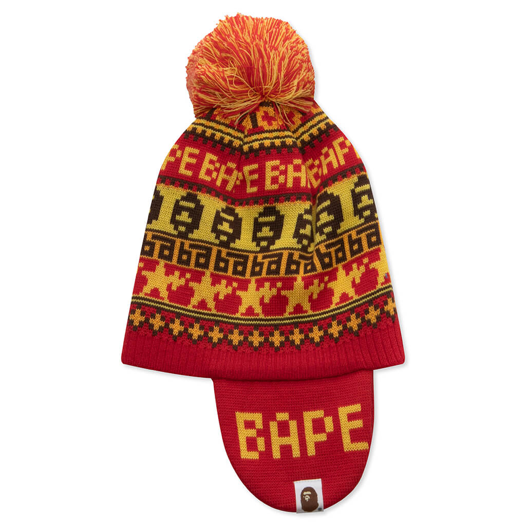 Kids BAPE Knit Cap - Red - Image 2