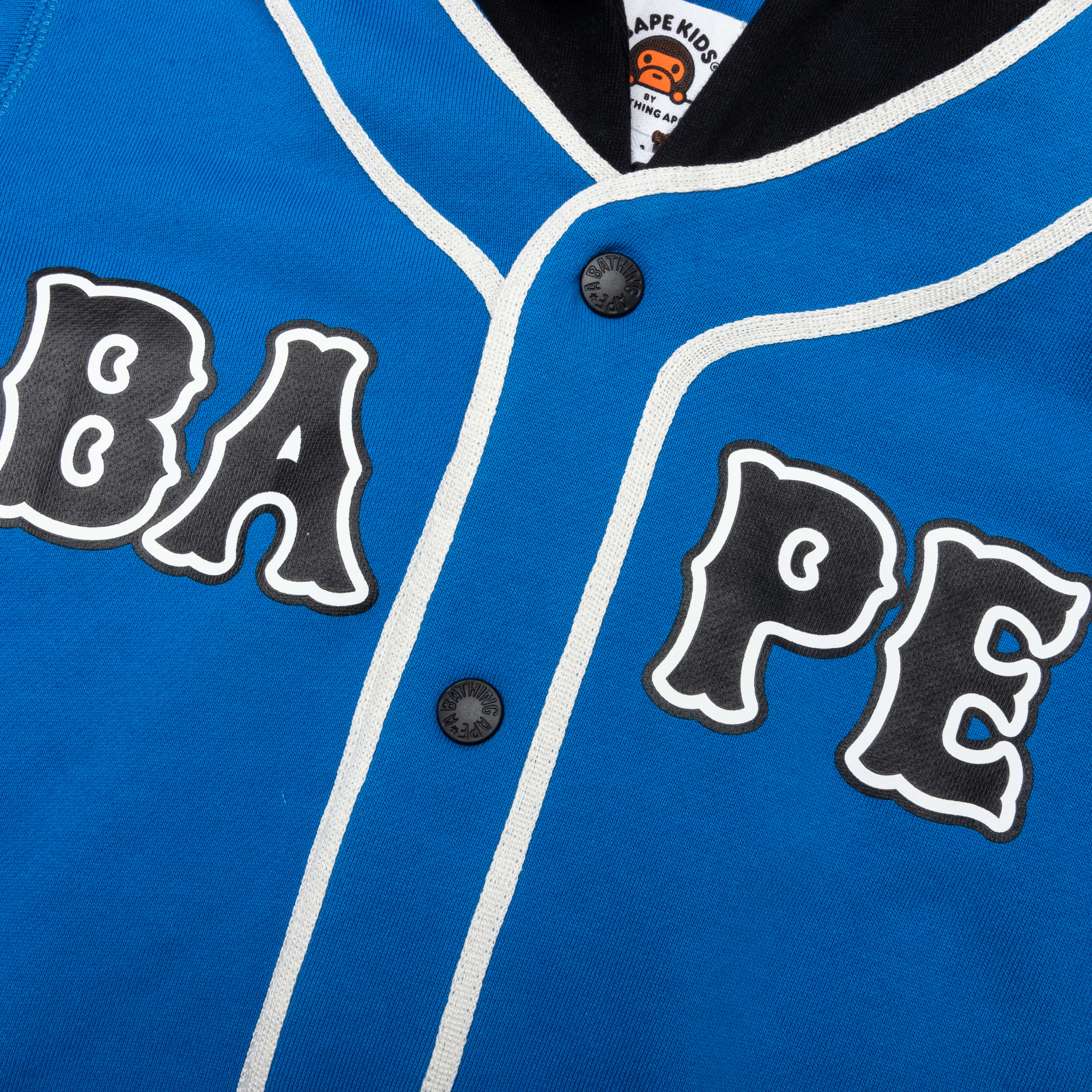 Kid's Bape Logo Layered Baseball Sweatshirt - Blue - Image 4
