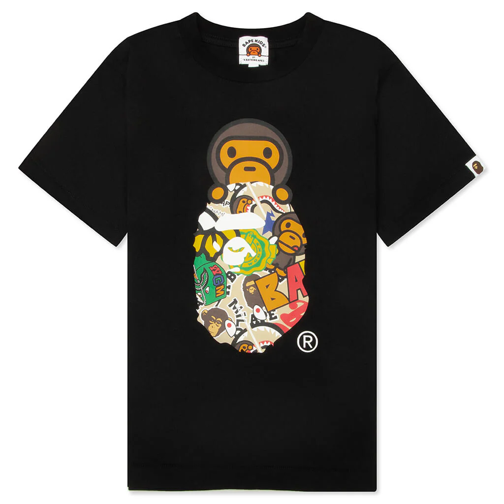 Kids BAPE Milo Assorted Milo on Ape Head Tee - Black