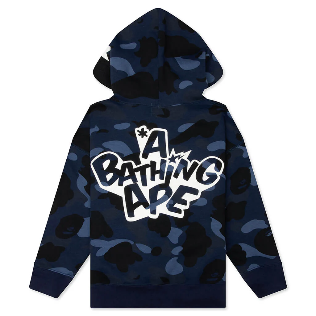Kids Color Camo Ape Head Relaxed Fit Pullover Hoodie - Navy - Image 2