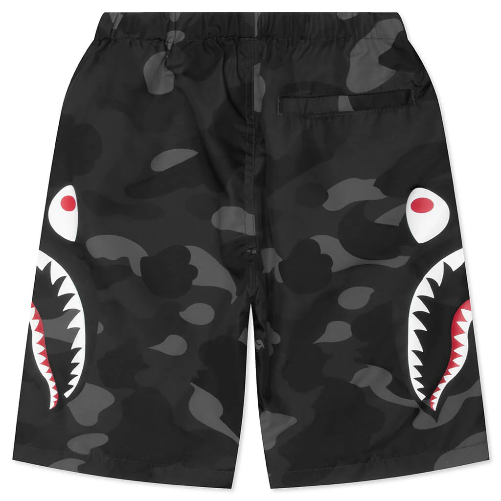 Kids Color Camo Side Shark Beach Shorts - Black - Image 2