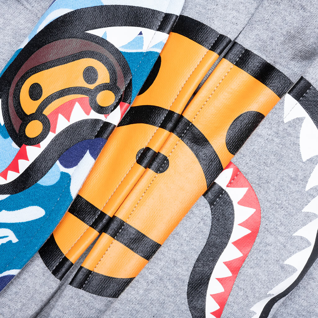 Kid's Milo Shark Zip Double Hoodie - Gray - Image 4