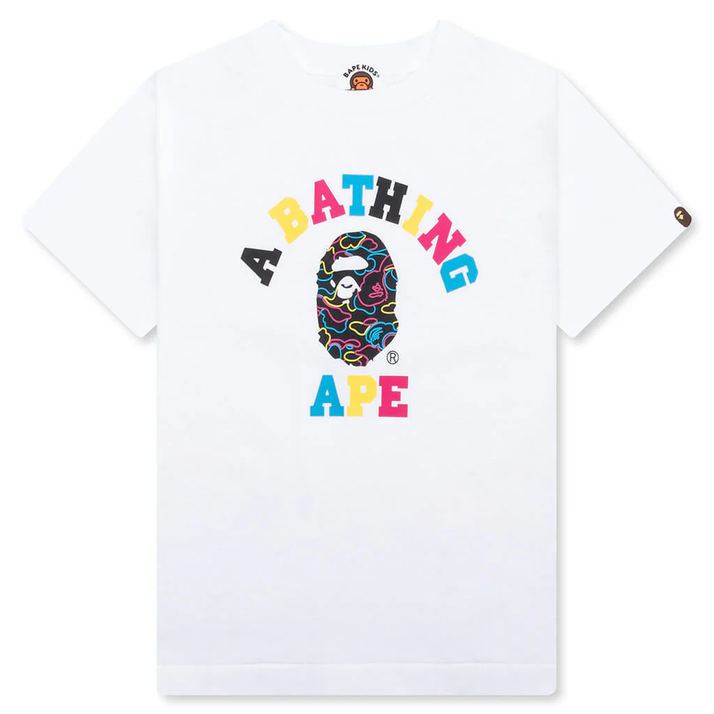 Kid's Neon Camo College Tee - White