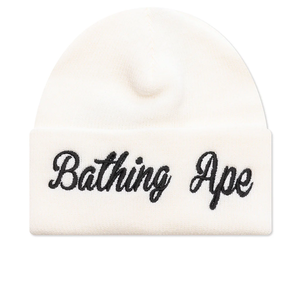 Cuffed Knit Beanie - White