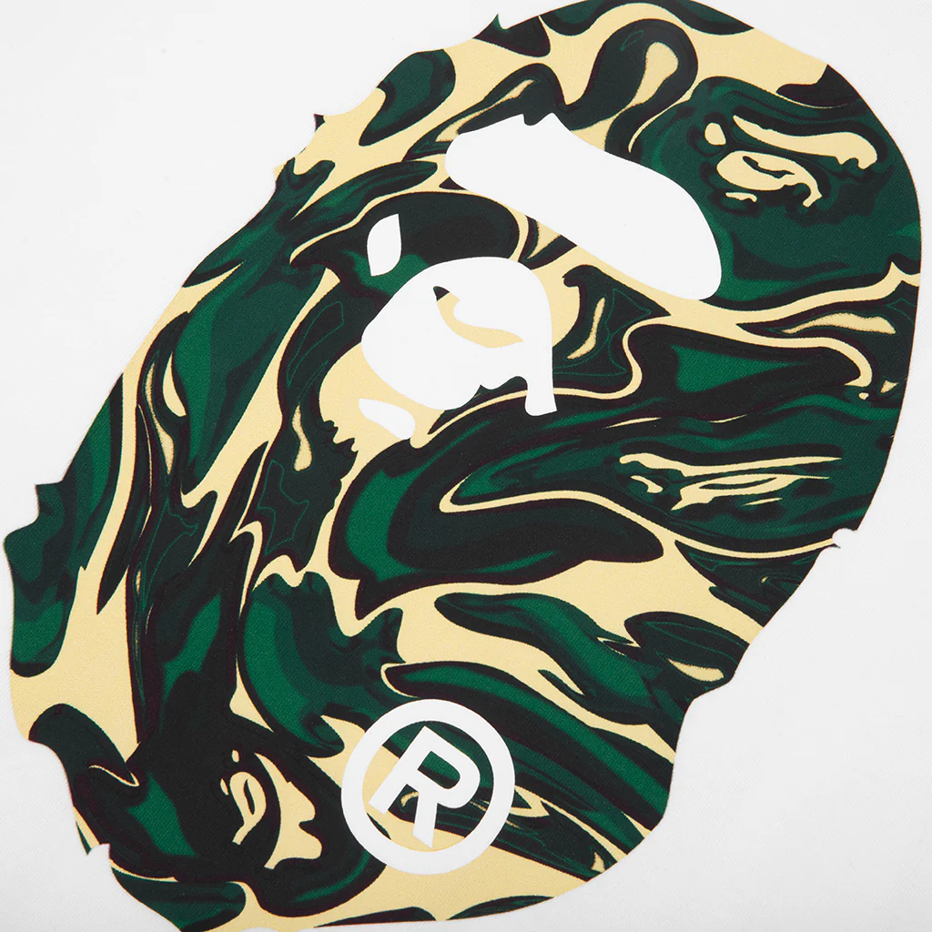 Marbling Camo Ape Head Relaxed Fit L/S Tee - White - Image 3