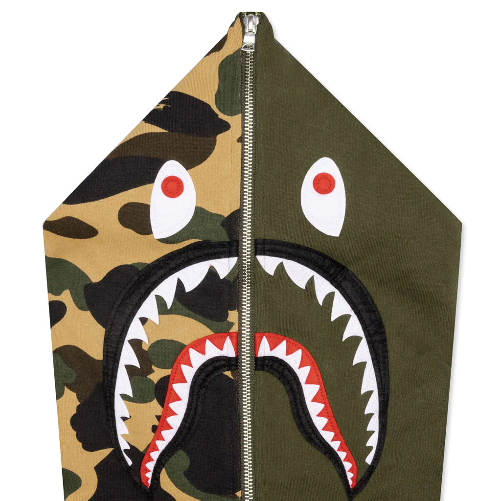 Military Shark Relaxed Fit Full Zip Hoodie - Olive Drab - Image 3