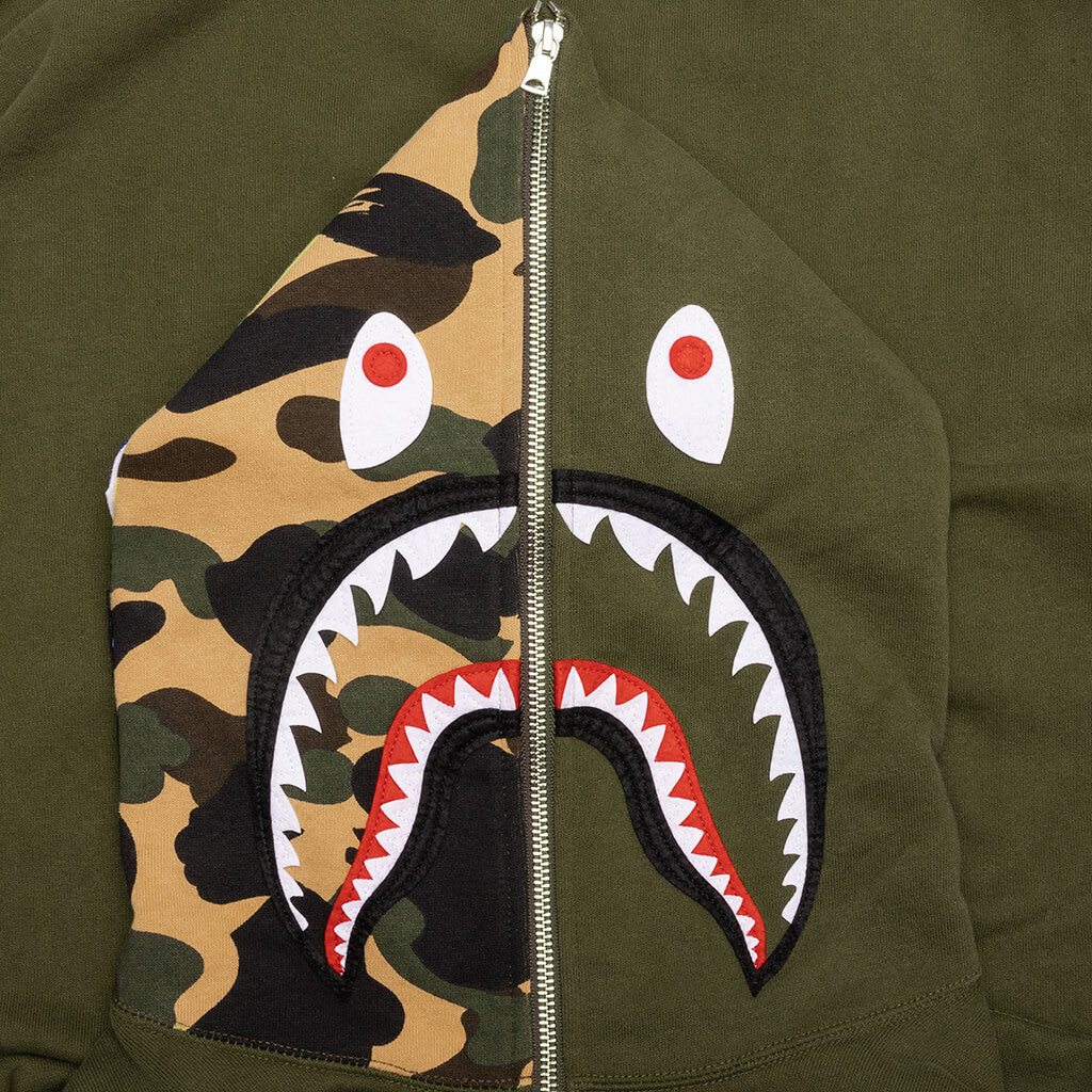 Military Shark Relaxed Fit Full Zip Hoodie - Olive Drab - Image 4
