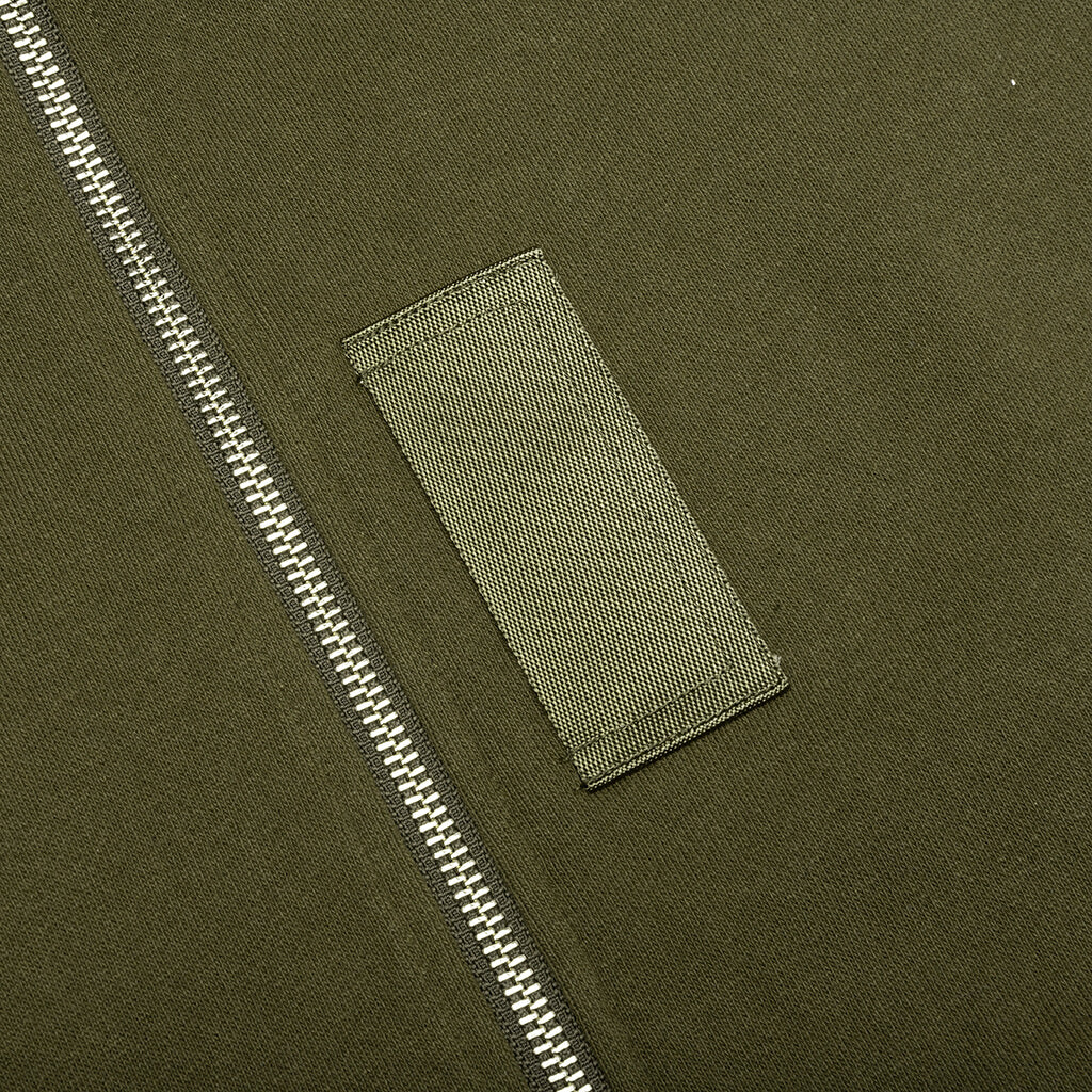 Military Shark Relaxed Fit Full Zip Hoodie - Olive Drab - Image 5