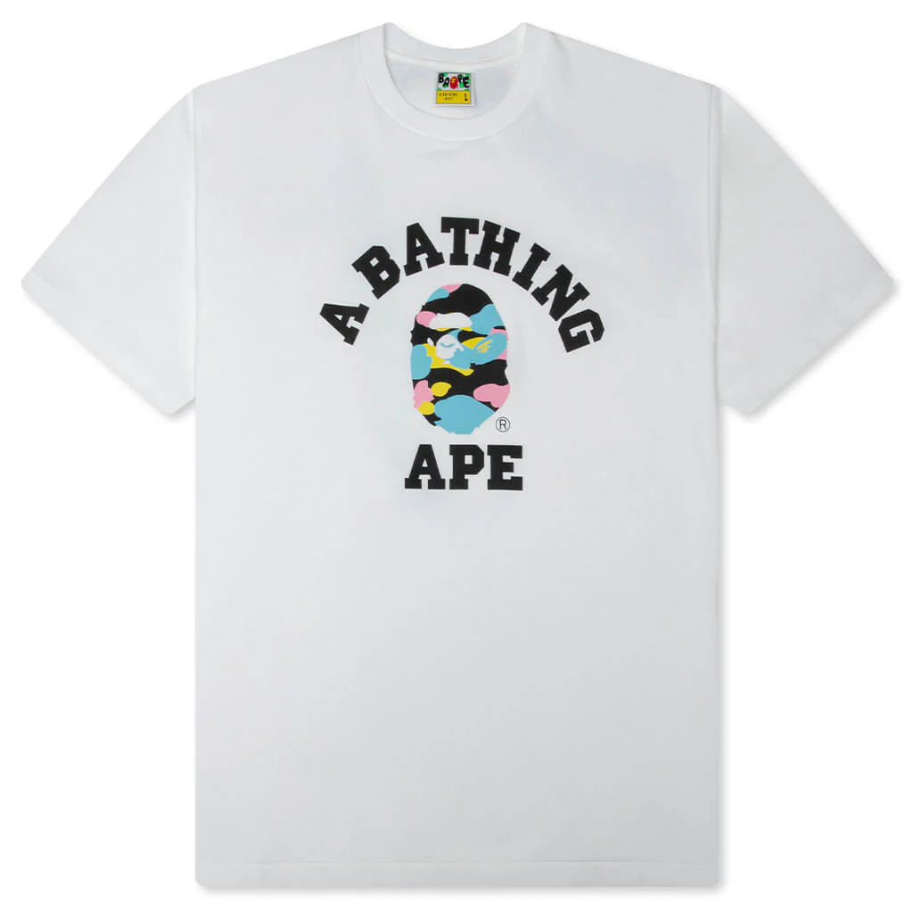 New Multi Camo College Tee - White