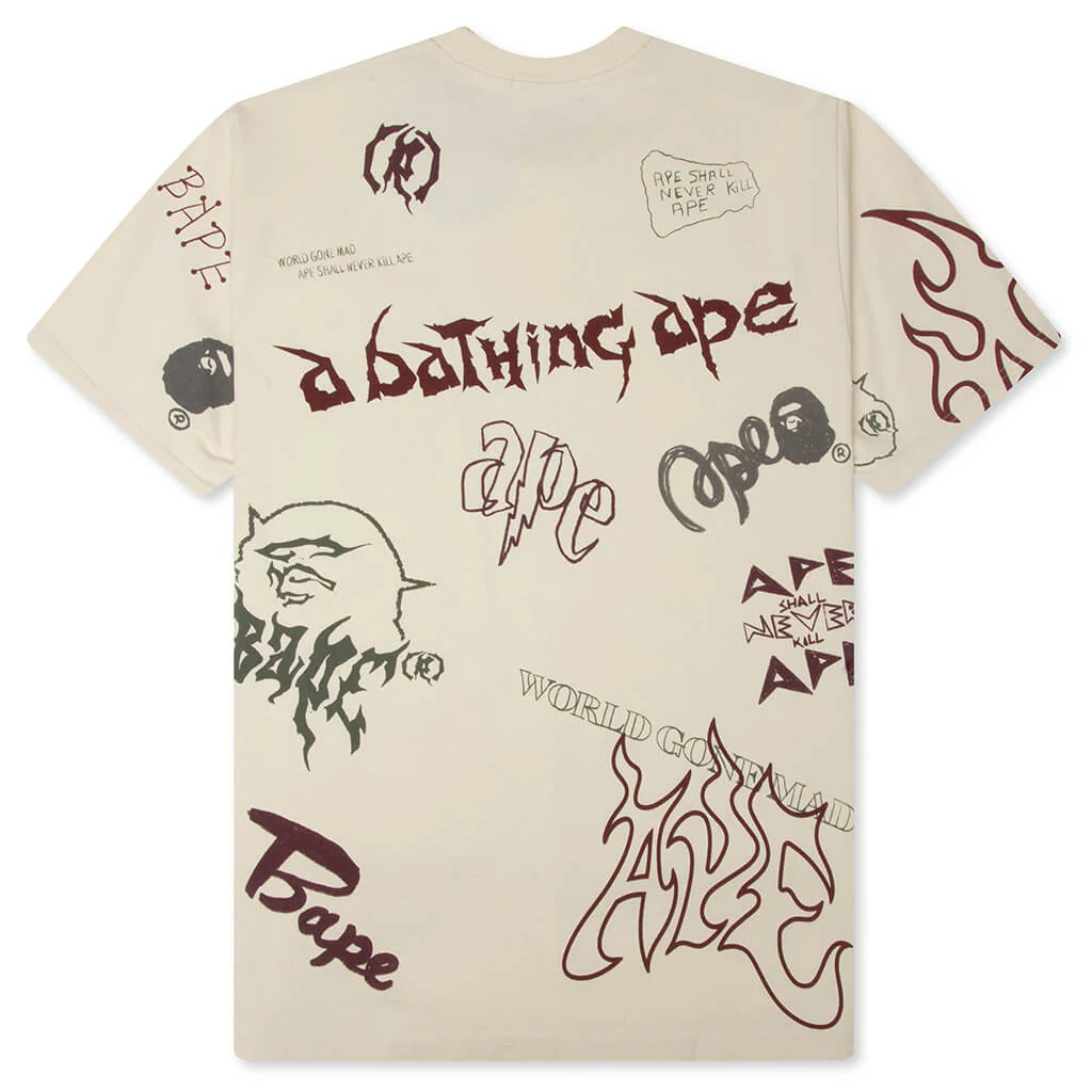 Overall Print Relaxed Fit Tee - Ivory - Image 2