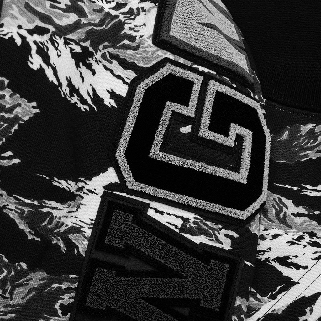 Palm Tree Camo Relaxed Fit Shark Full Zip Hoodie - Black - Image 6