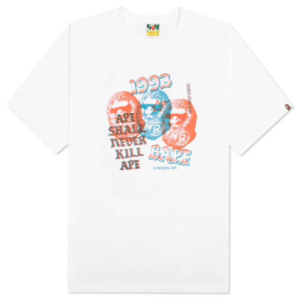 Pigment Three Ape Head Tee - White