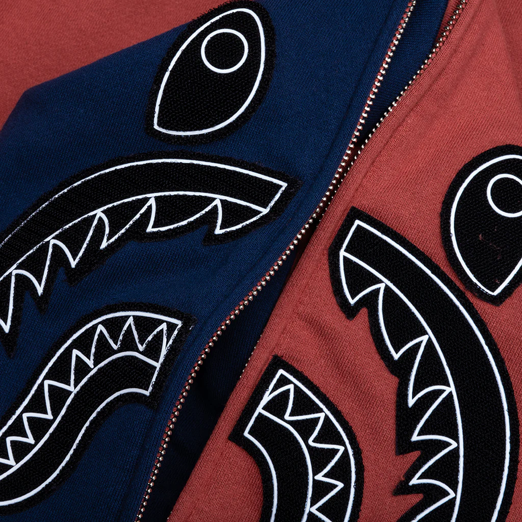 Shark Full Zip Hoodie France - Burgundy - Image 3