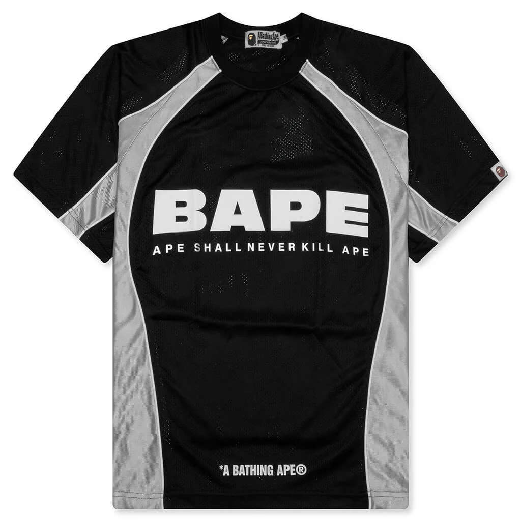Solid Camo Jacquard Multilogo Relaxed Fit Football Jersey - Black