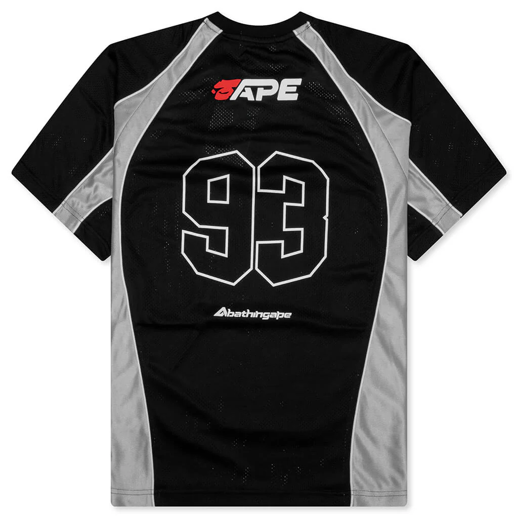 Solid Camo Jacquard Multilogo Relaxed Fit Football Jersey - Black - Image 2