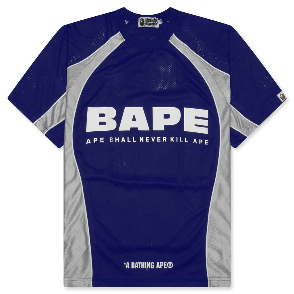Solid Camo Jacquard Multilogo Relaxed Fit Football Jersey - Blue