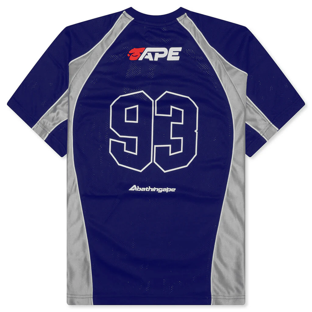 Solid Camo Jacquard Multilogo Relaxed Fit Football Jersey - Blue - Image 2
