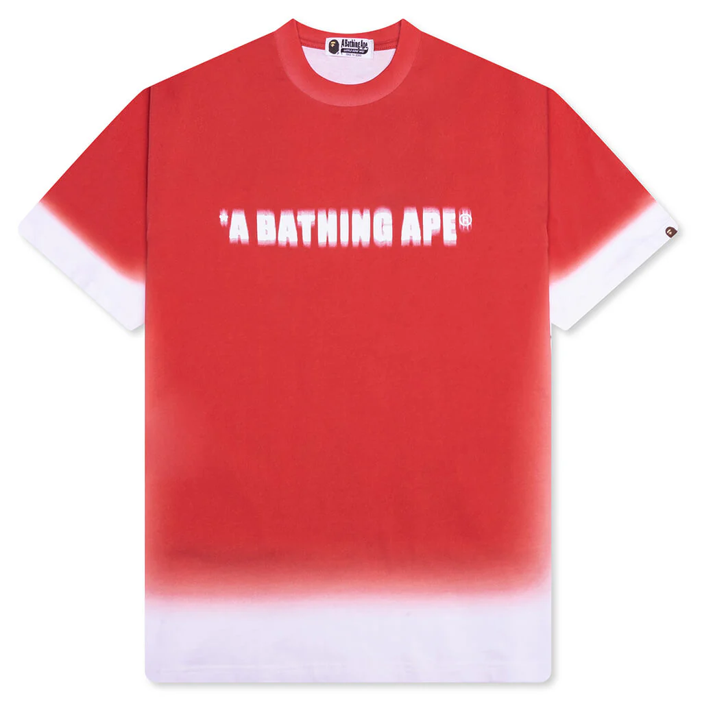 Spray Print Bathing Ape Logo Relaxed Fit Tee - Red
