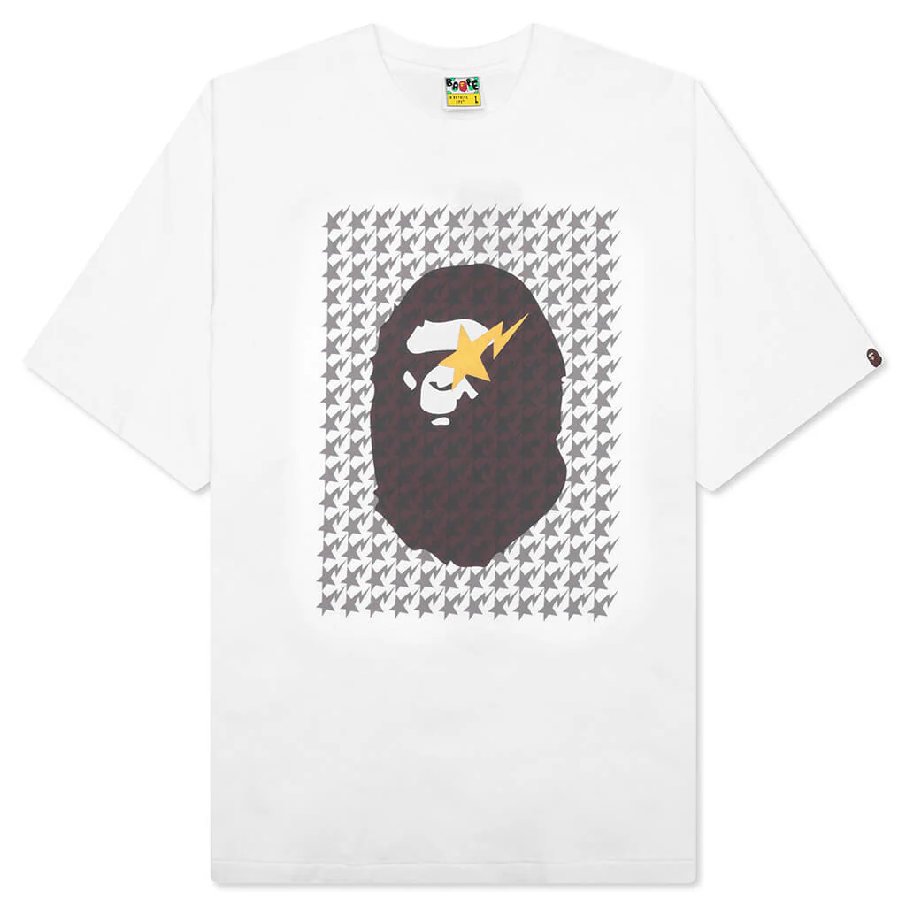 STA Houndstooth Ape Head Tee - White/Brown