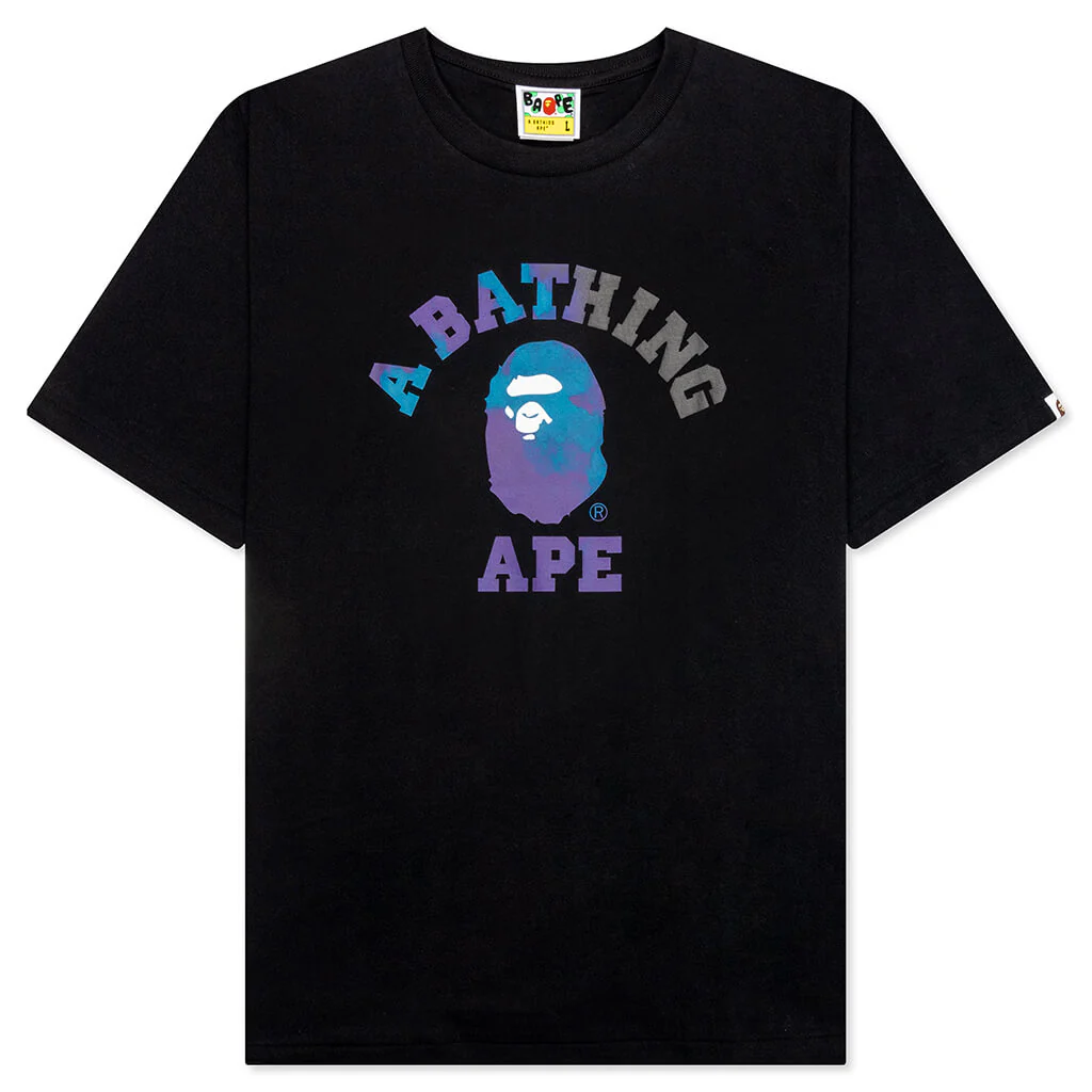 Tie Dye College Tee - Black/Black