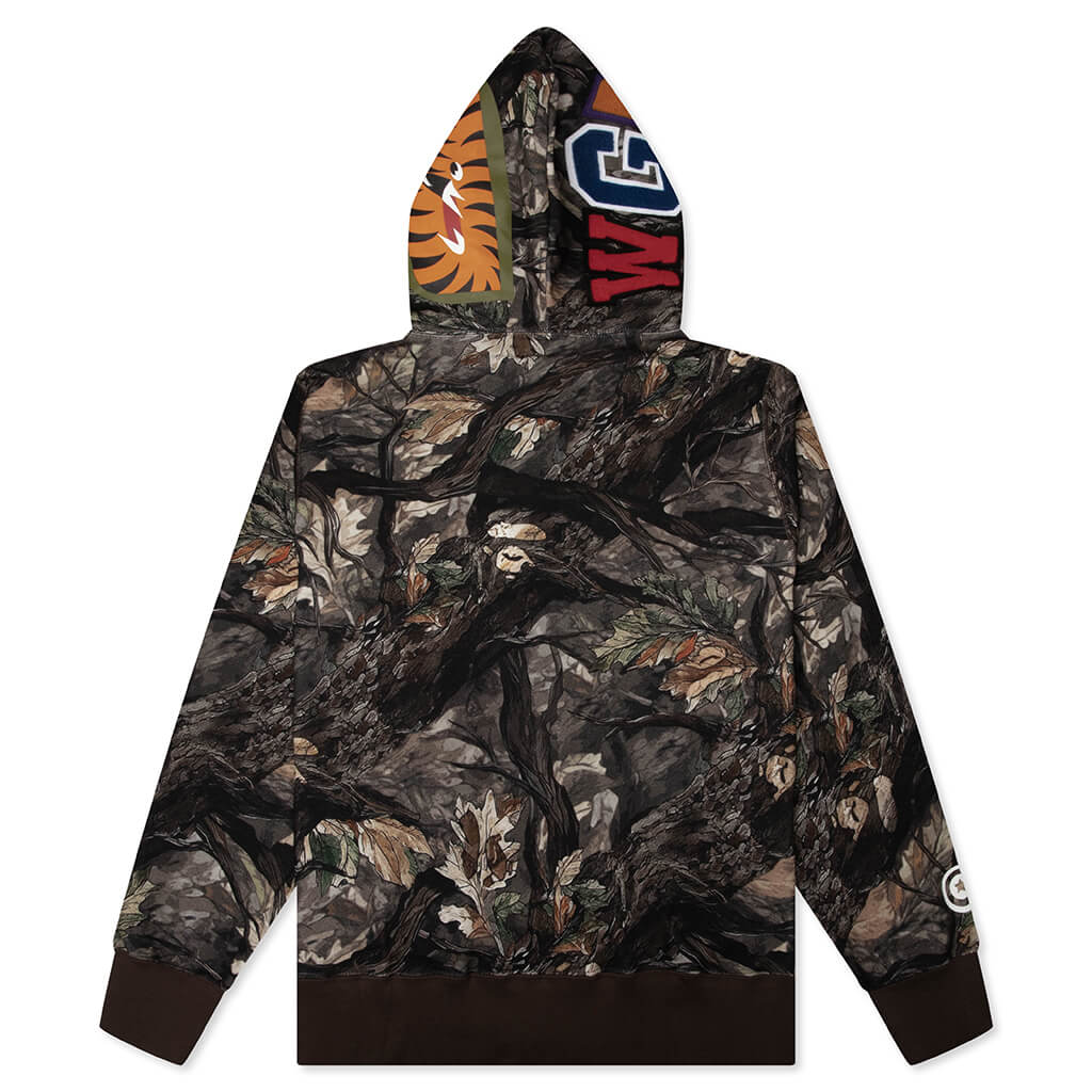 Tree Edge Camo Shark Relaxed Fit Full Zip Hoodie - Brown - Image 2