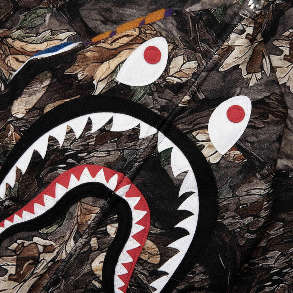 Tree Edge Camo Shark Relaxed Fit Full Zip Hoodie - Brown - Image 3