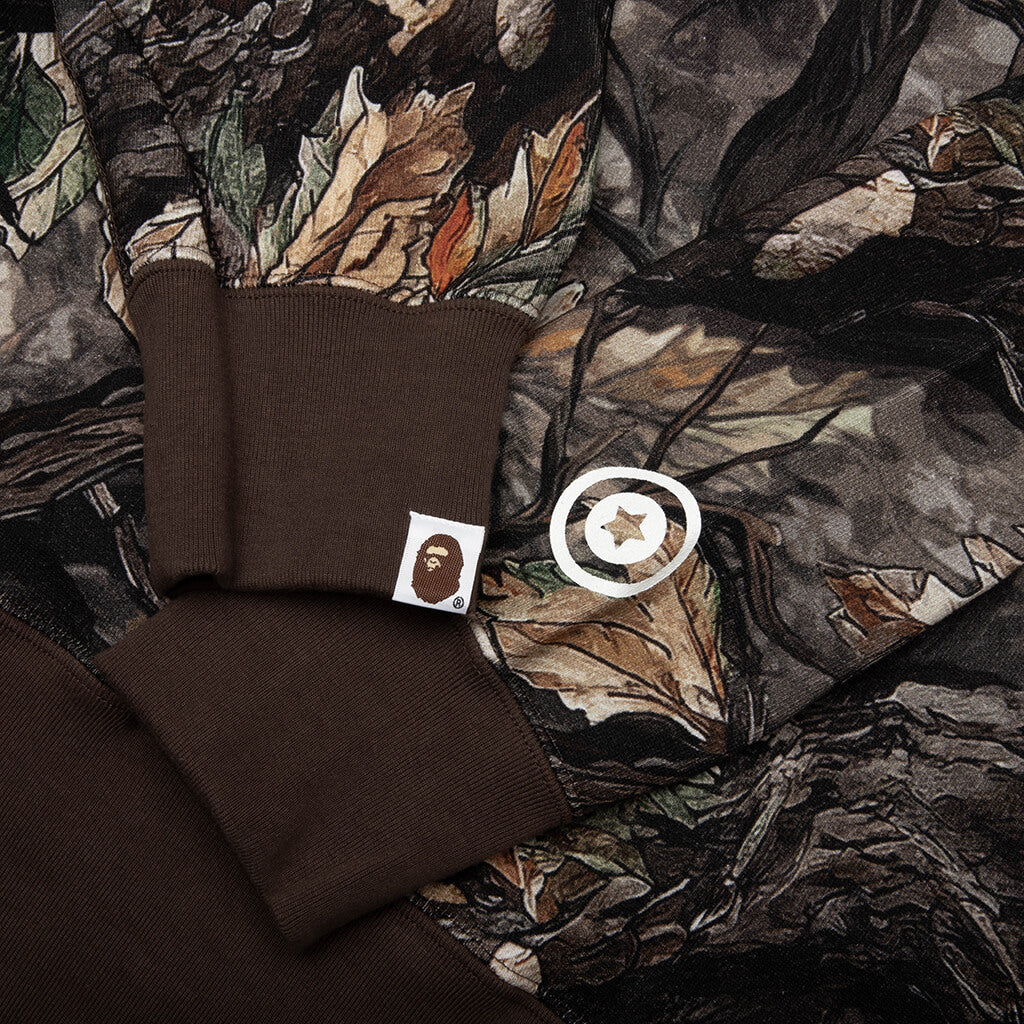 Tree Edge Camo Shark Relaxed Fit Full Zip Hoodie - Brown - Image 5