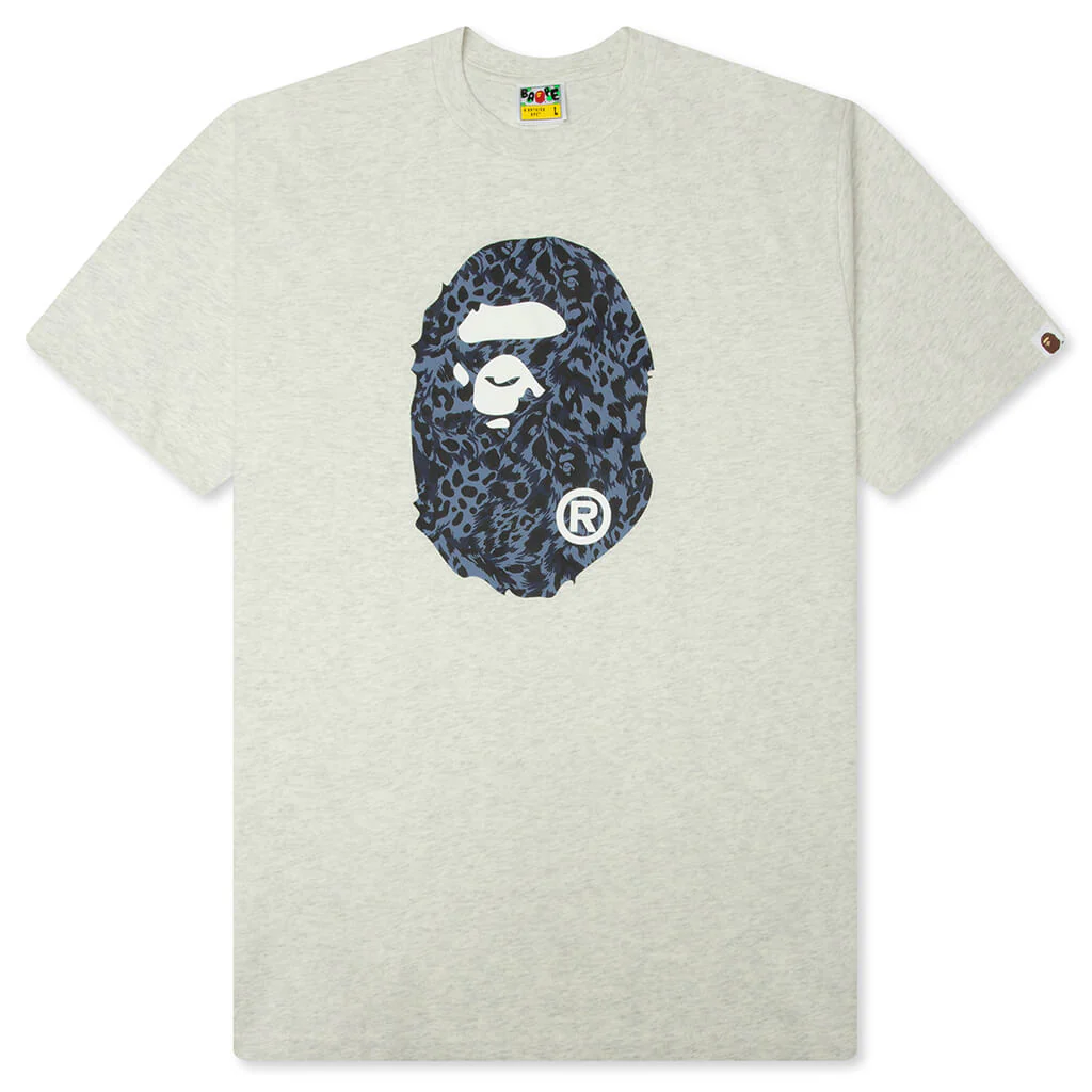 Wild Leopard Pattern Ape Head Relaxed Fit Tee - Gray